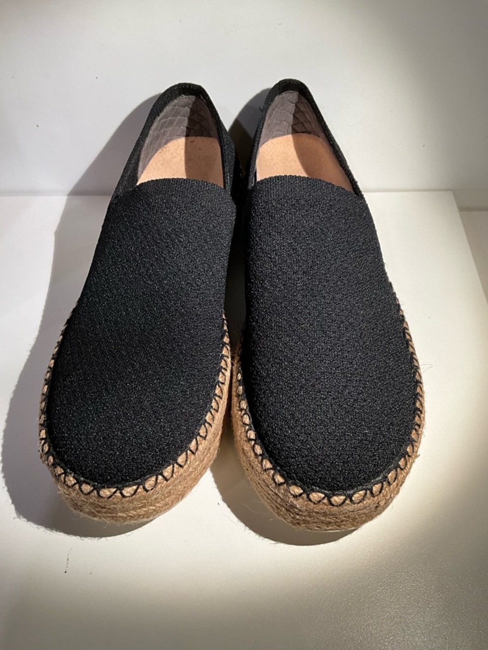 Women's Black Espadrille Platform Slip-On Flats